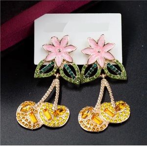 BEAUTIFUL Elegant Flowers and Cherry Earrings